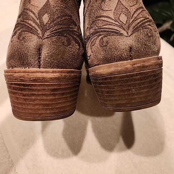 Roper western boot slouch distressed appearance short inside zip textile sz 7 - Picture 6 of 13